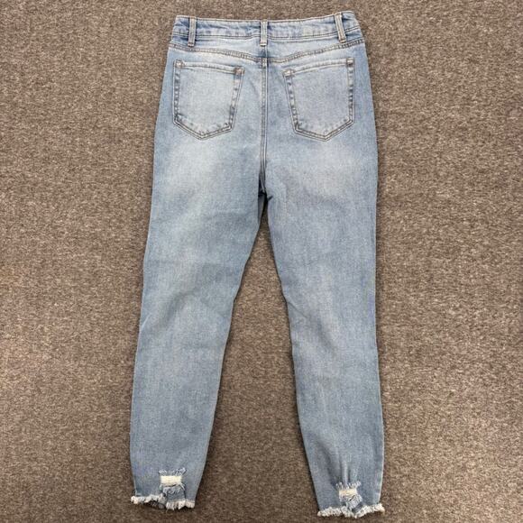 Tinseltown Womens High Rise Distressed Skinny Jeans Light Wash Blue Size 11 - Picture 6 of 9